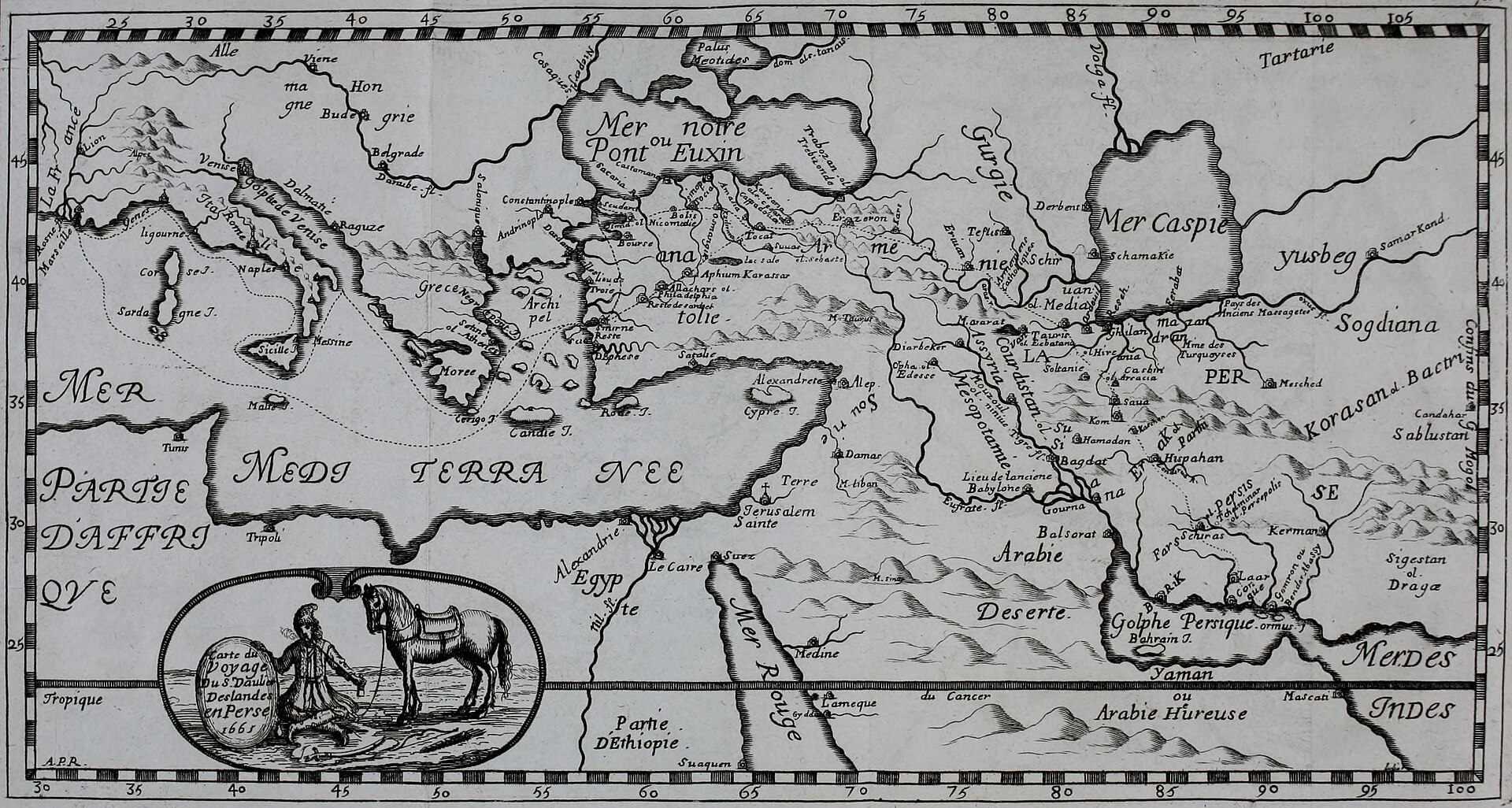 Carte du voyage du sieur Daulier Deslandes en Perse