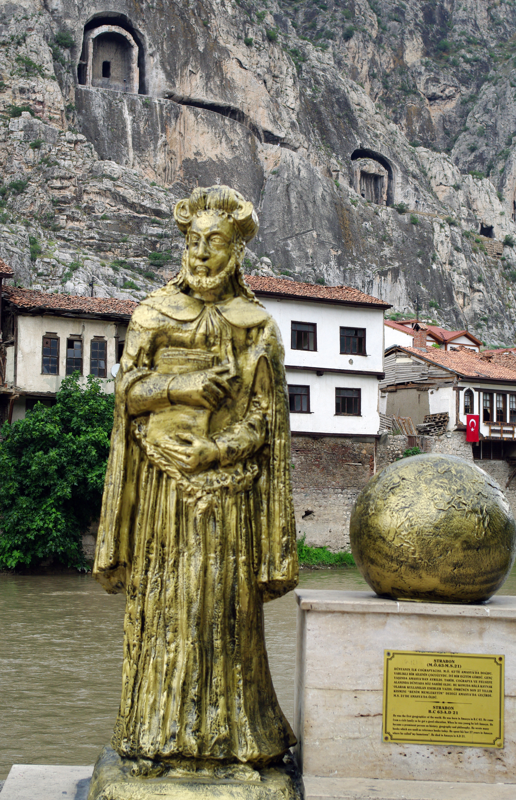 Statue of Strabo, a Greek geographer, philosopher, and historian. he was born and died in Amasya.