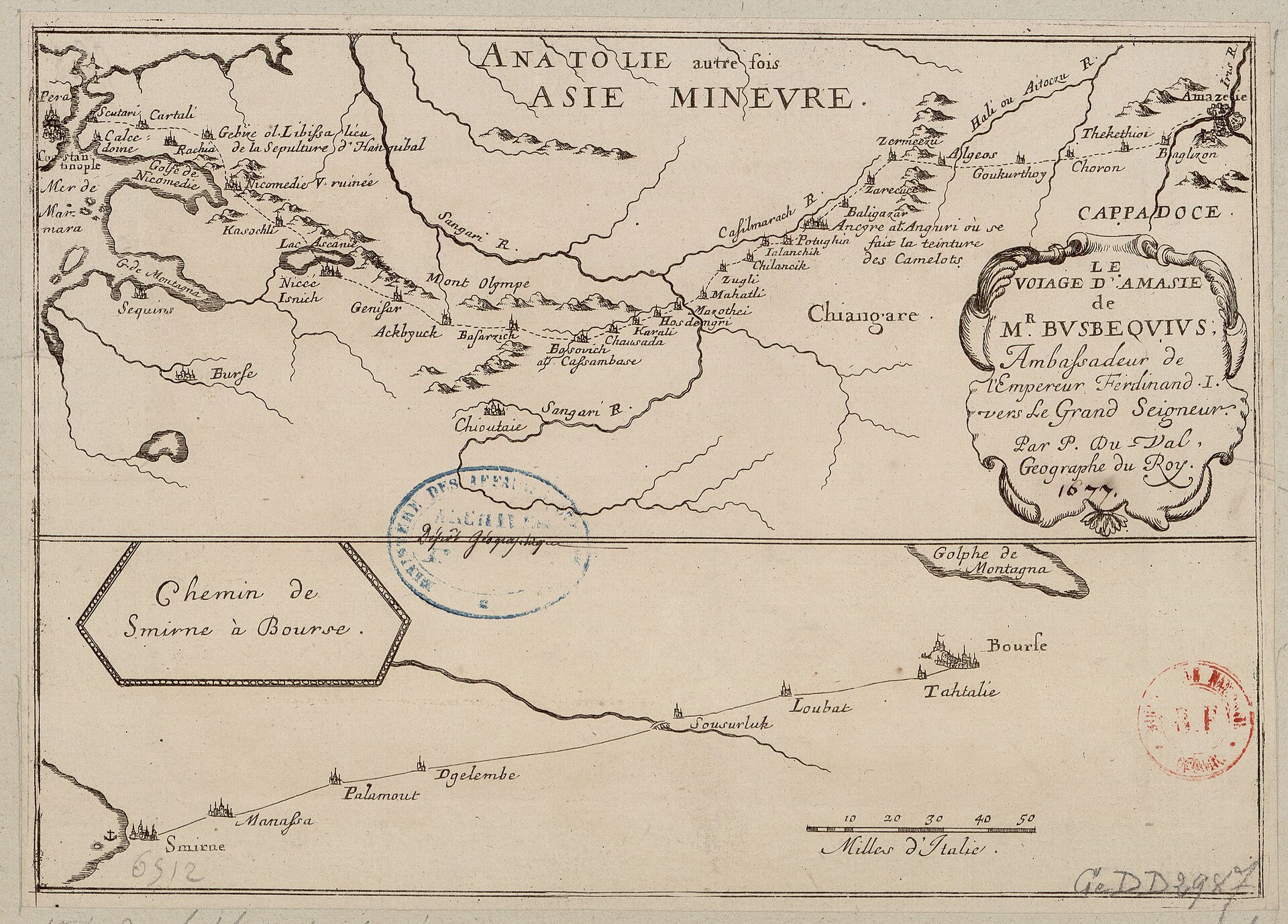 Le voiage d'Amasie de Mr. Busbequius, ambassadeur de l'Empereur Ferdinand I vers le Gra nd Seigneur (sic) - par P. Du Val...