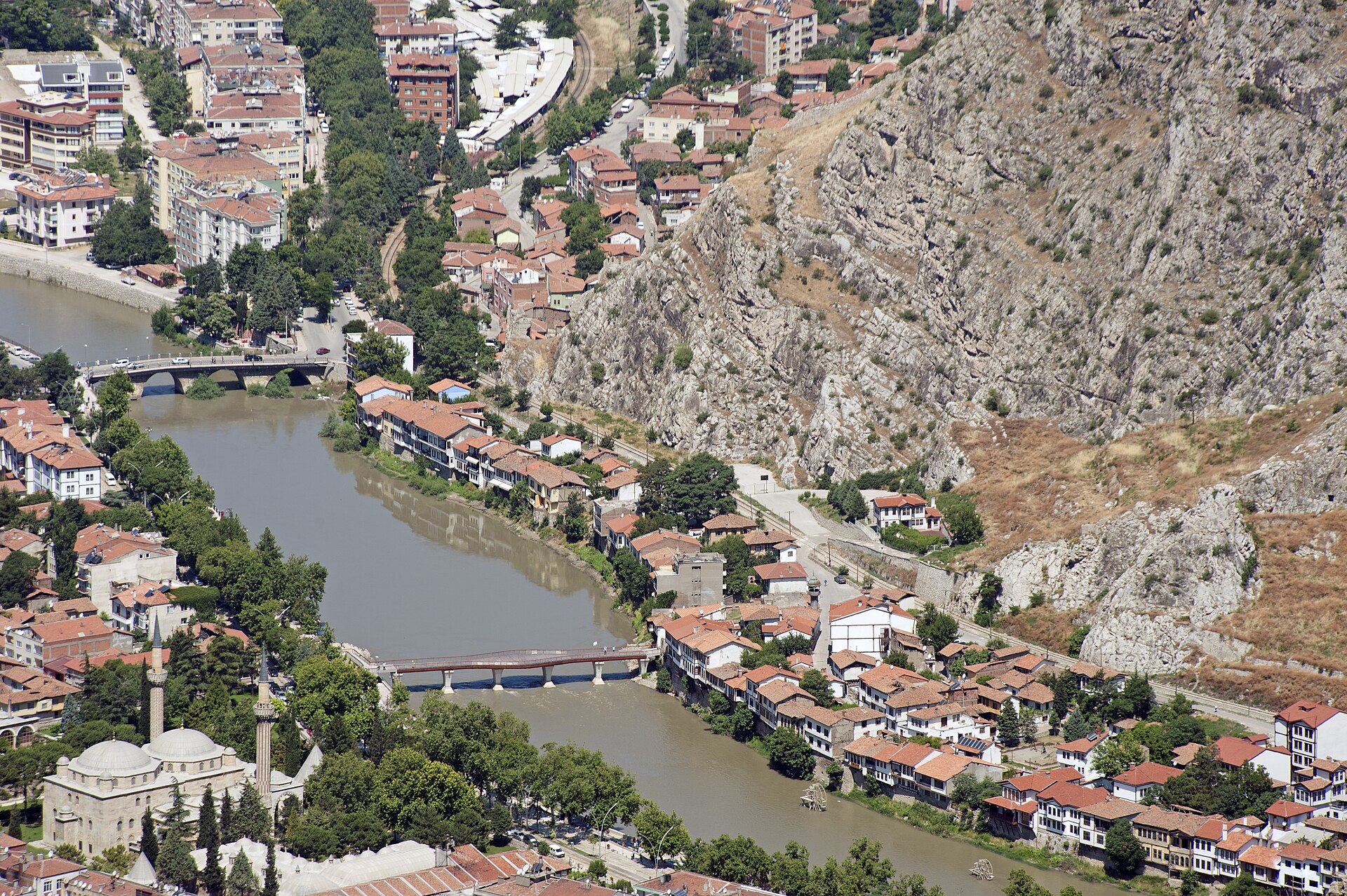 Amasya Mountain to south Town view Beyazit II Mosque