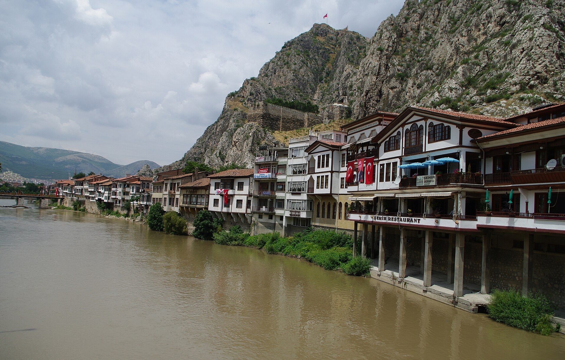 A view of Yeşilırmak (literally meaning Green River in Turkish) passing Amasya, Turkey