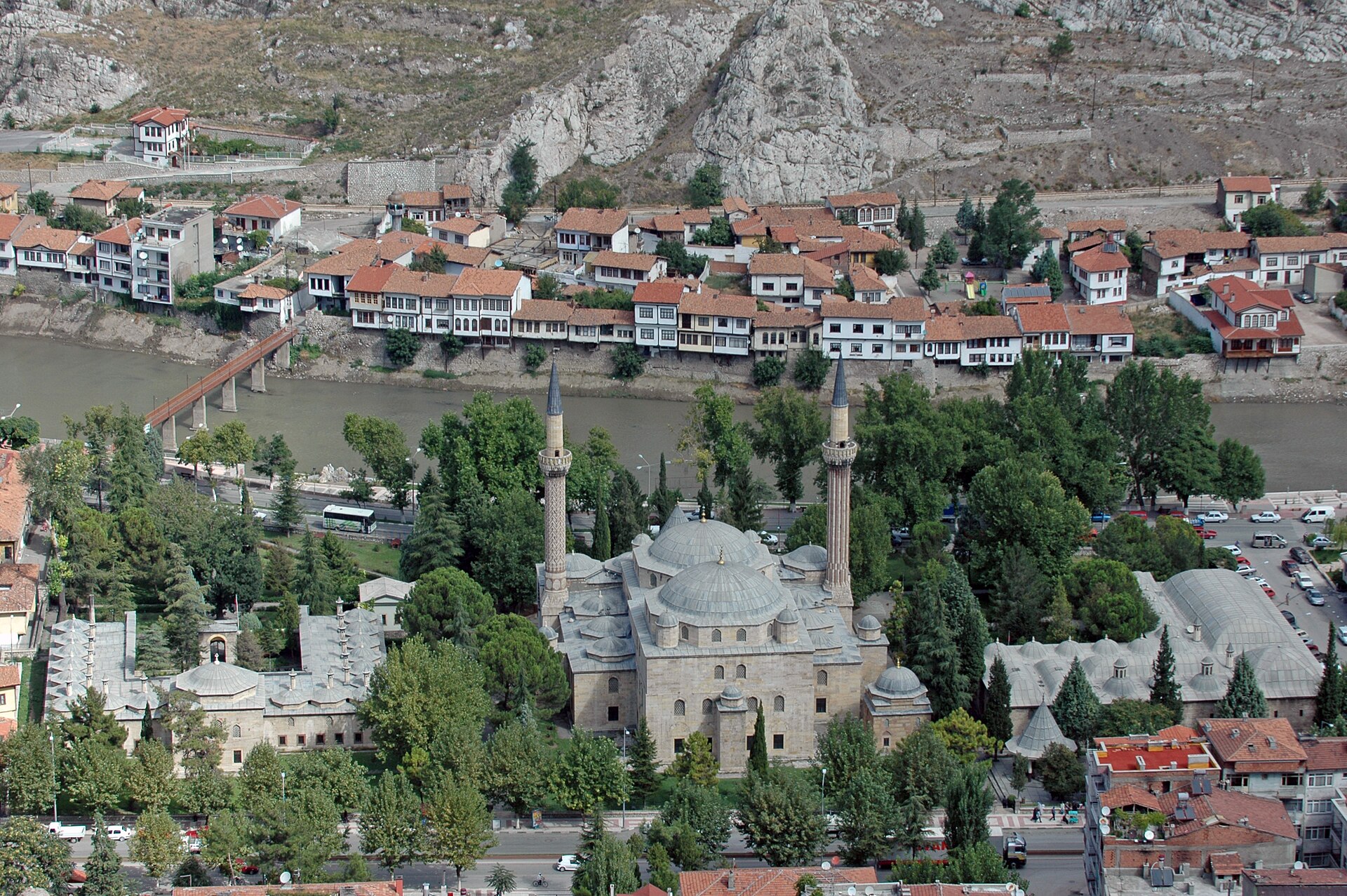 Amasya Mountain to south Town view Beyazit II Mosque