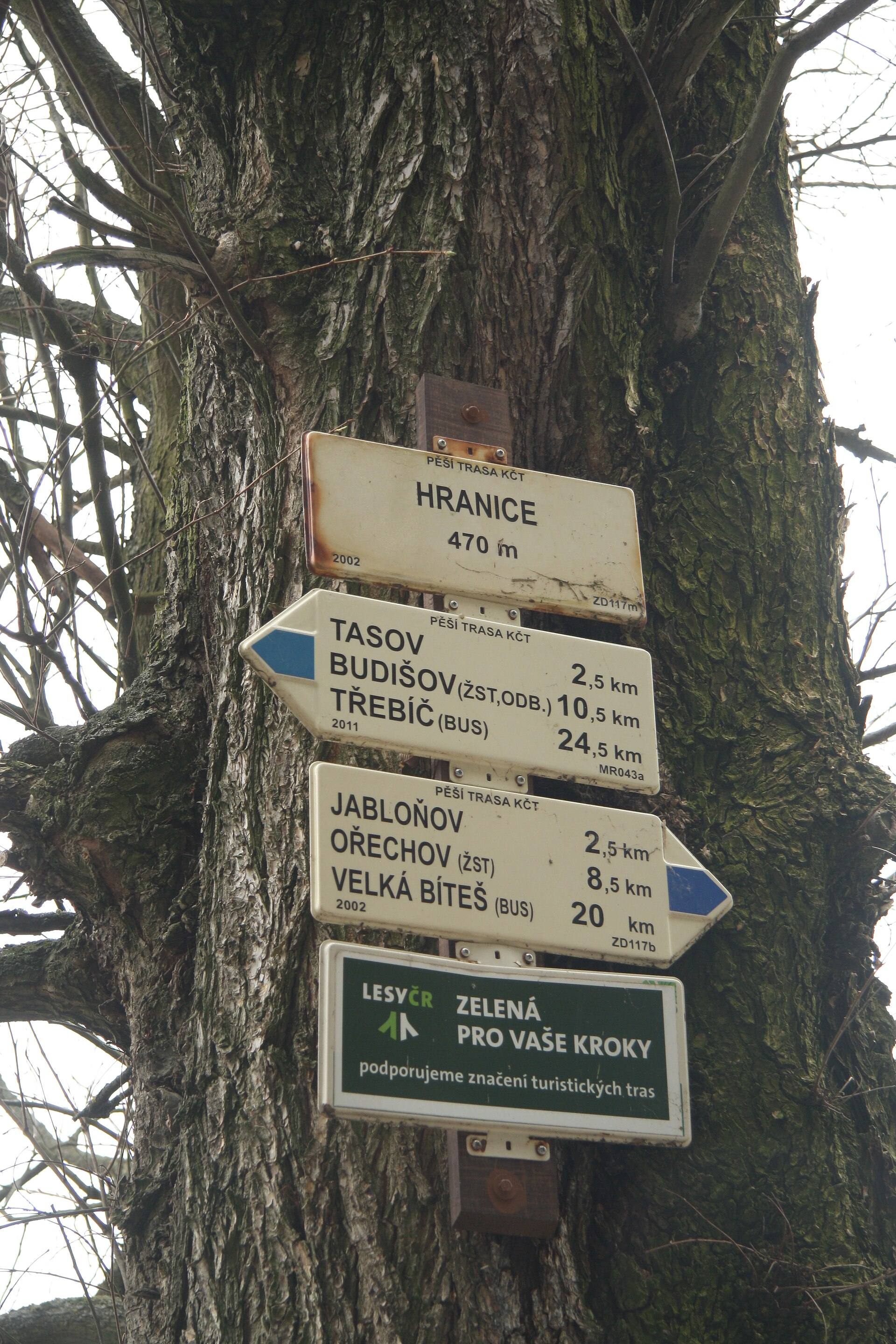 Sign post at Hranice near Tasov, Žďár nad Sázavou District