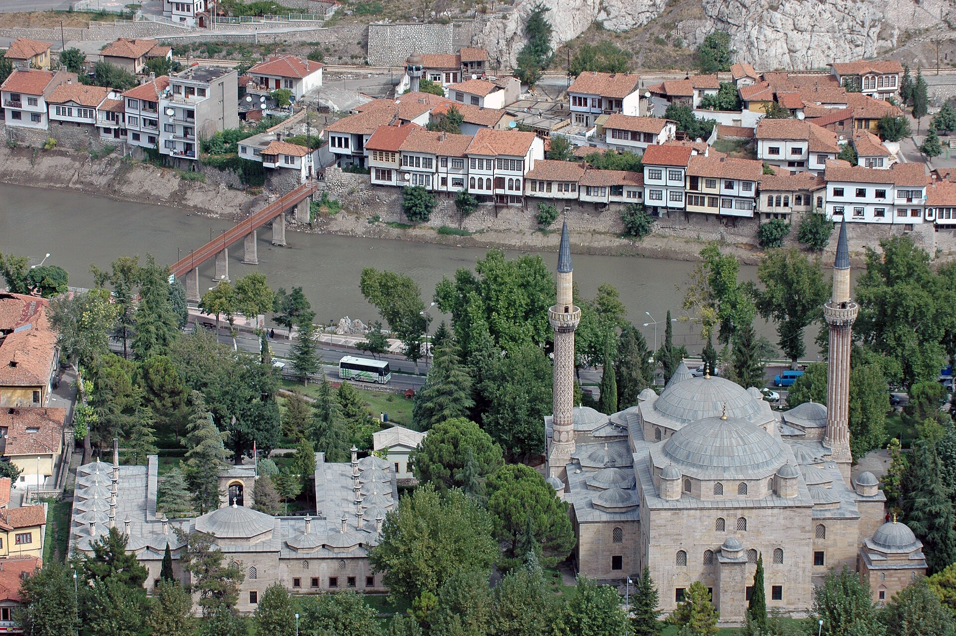 Amasya Mountain to south Town view Beyazit II Mosque