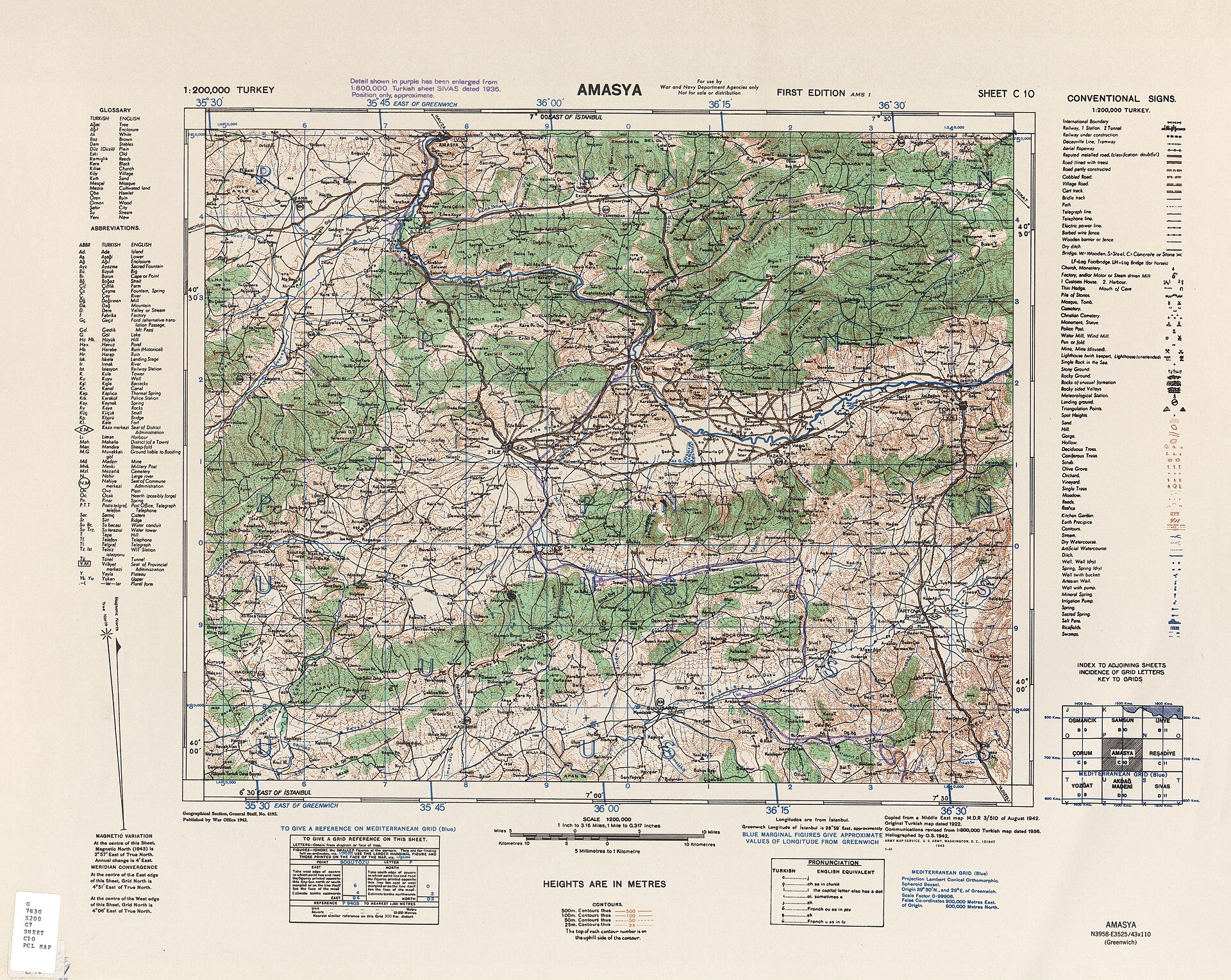 Map by the US Army Map Service - Amasya - turkey - txu-pclmaps-oclc-10127923-amasya-c10
