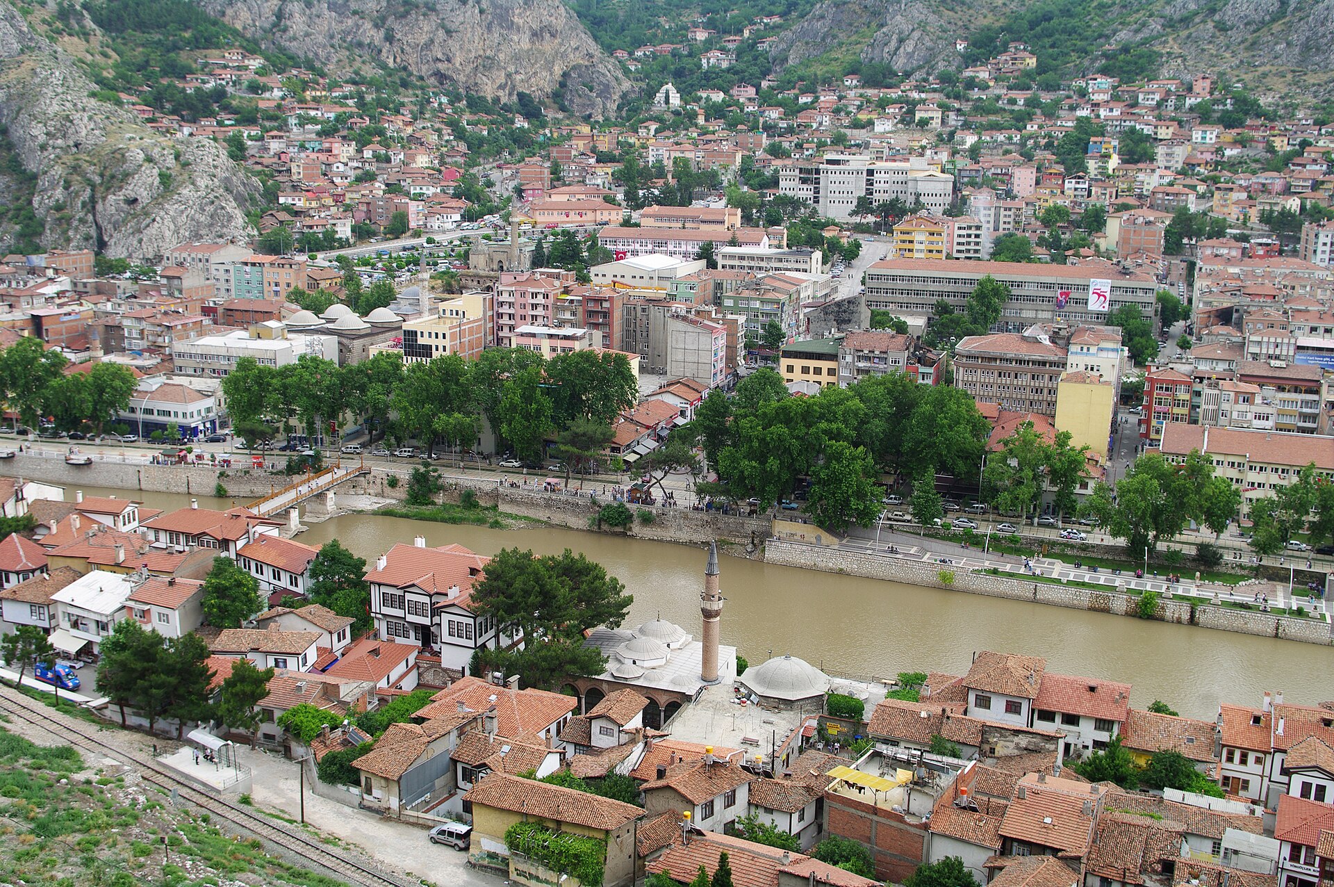 A view of Amasya from the Rock Tombs of Kings site