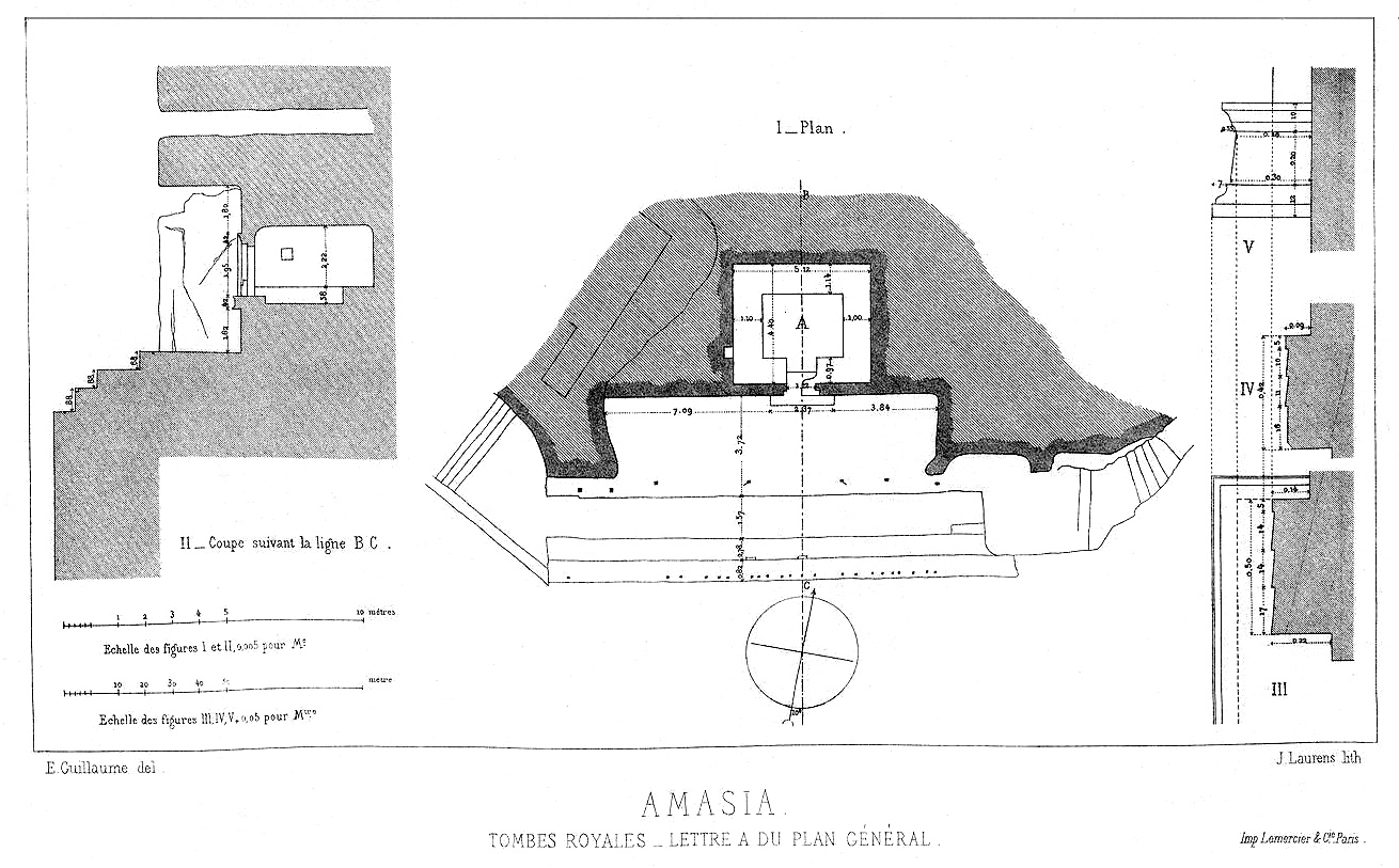 Amasya Tomb A plan and section (Perrot, Exp. arch. de la Galatie, pl. 76)