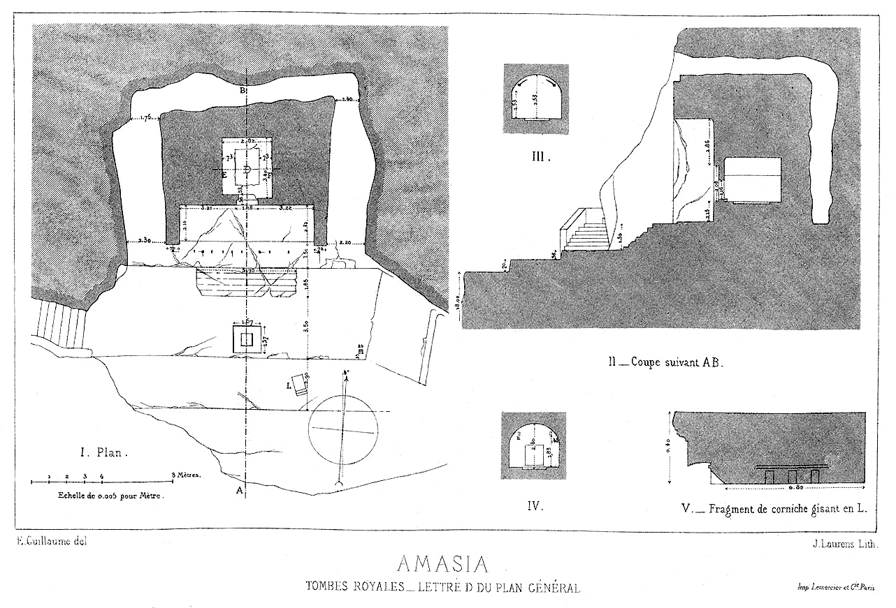 Amasya Tomb D plan and section (Perrot, Exp. arch. de la Galatie, pl. 79)