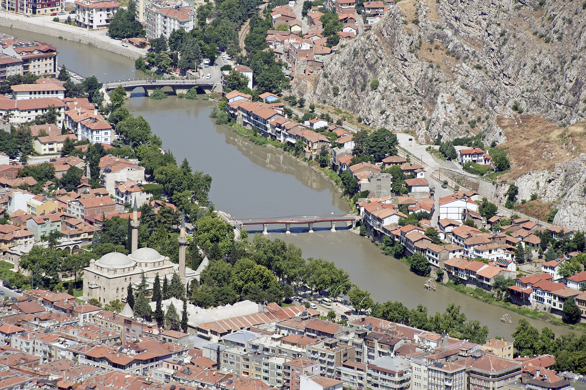 Amasya Mountain to south Town view Beyazit II Mosque